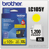 A Picture of product BRT-LC105Y Brother LC103BK-LC107BK Ink LC105Y Innobella Super High-Yield 1,200 Page-Yield, Yellow