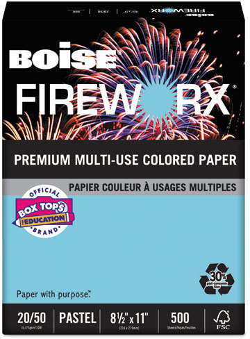 Boise FIREWORX Colored Paper 20lb 8-1/2 x 11 Turbulent Turquoise 500 Sheets/Ream 