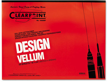 Clearprint® Design Vellum Paper,  16lb, White, 18 x 24, 50 Sheets/Pad