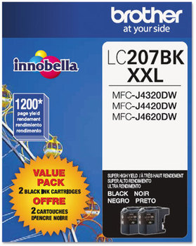 Brother LC2072PKS, LC207BK Ink Innobella™ Super High-Yield 1,200 Page-Yield, Black, 2/Pack