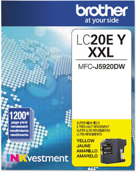 Brother LC20EBK, LC20EC, LC20EM, LC20EY Ink INKvestment Super High-Yield 1,200 Page-Yield, Yellow