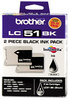 A Picture of product BRT-LC512PKS Brother LC51BK2PKS Inkjet Cartridge,  Black, 2/PK