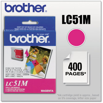 Brother LC51BK, LC51C, LC51HYBK, LC51M, LC51Y Ink,  Magenta