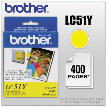 Brother LC51BK, LC51C, LC51HYBK, LC51M, LC51Y Ink,  Yellow