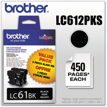 Brother LC612PKS-LC61YS Ink,  Black, 2/PK