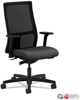 HON® Ignition® Series Mesh Mid-Back Work Chair Supports Up to 300 lb, 17.5" 22" Seat Height, Iron Ore Black Back/Base