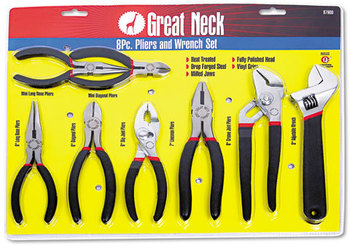 Great Neck® 8-Piece Steel Plier and Wrench Tool Set,