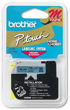 Brother P-Touch® M Series Standard Adhesive Labeling Tape,  1/2w, Black on Blue