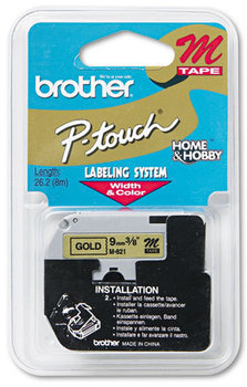 Brother P-Touch® M Series Standard Adhesive Labeling Tape,  3/8w, Black on Gold