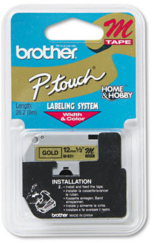 Brother P-Touch® M Series Standard Adhesive Labeling Tape,  1/2w, Black on Gold