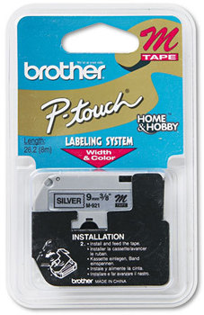 Brother P-Touch® M Series Standard Adhesive Labeling Tape,  3/8w, Black on Silver