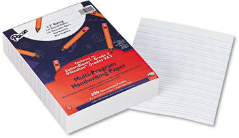 Pacon® Multi-Program Handwriting Paper,  1/2" Short Rule, 10-1/2 x 8, White, 500 Shts/Pk