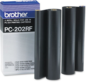 Brother PC202RF Thermal Transfer Refill Rolls,  Black, 2/PK