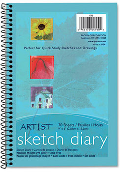 Pacon® Art1st® Sketch Diary,  9" x 6", White, 70 Sheets
