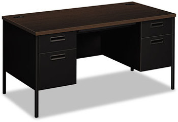 HON® Metro Classic Series Double Pedestal Desk Flush Panel, 60" x 30" 29.5", Mocha/Black