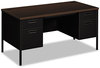 A Picture of product HON-P3262MOP HON® Metro Classic Series Double Pedestal Desk Flush Panel, 60" x 30" 29.5", Mocha/Black