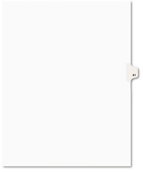 Avery® Preprinted Legal Exhibit Index Tab Dividers with Black and White Tabs,  Title: 61, Letter, White, 25/Pack