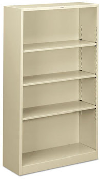 HON® Brigade® Metal Bookcases Bookcase, Four-Shelf, 34.5w x 12.63d 59h, Putty