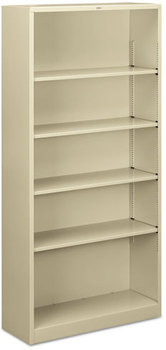 HON® Brigade® Metal Bookcases Bookcase, Five-Shelf, 34.5w x 12.63d 71h, Putty