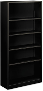 HON® Brigade® Metal Bookcases Bookcase, Five-Shelf, 34.5w x 12.63w 71h, Black
