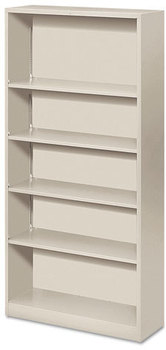 HON® Brigade® Metal Bookcases Bookcase, Five-Shelf, 34.5w x 12.63d 71h, Light Gray