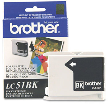 Brother LC51BK, LC51C, LC51HYBK, LC51M, LC51Y Ink,  Black
