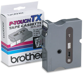 Brother P-Touch® TX Series Standard Adhesive Laminated Labeling Tape,  PT-PC, PT-30/35, 1w, Black on Clear