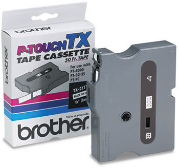 Brother P-Touch® TX Series Standard Adhesive Laminated Labeling Tape,  PT-PC, PT-30/35, 1/4w, Black on White