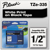 A Picture of product BRT-TZE335 Brother P-Touch® TZe Series Standard Adhesive Laminated Labeling Tape,  1/2w, White on Black