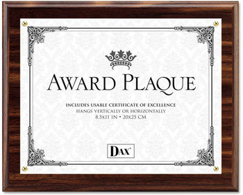 DAX® Award Plaque with Clear Front Cover,  Wood/Acrylic Frame, Up to 8 1/2 x 11, Walnut