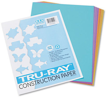 Pacon® Tru-Ray® Construction Paper,  76 lbs., 9 x 12, Assorted, 50 Sheets/Pack