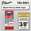 A Picture of product BRT-TZES221 Brother P-Touch® TZe Series Extra-Strength Adhesive Laminated Labeling Tape,  3/8w, Black on White