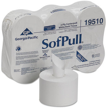 SOFPULL® CENTERPULL 2-PLY HIGH-CAPACITY TOILET PAPER BY GP PRO (GEORGIA-PACIFIC), WHITE, 6 ROLLS PER CASE 6 ROLL(S) @ 1000 Sheets, Sheet (WxL) 5.25" x 8.4"