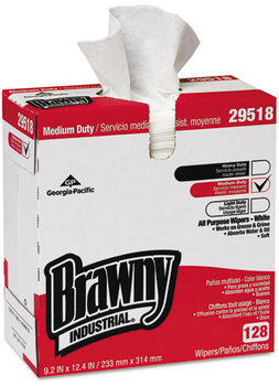 Georgia Pacific® Professional Brawny Industrial® Airlaid Medium Duty Wipers,  Cloth, 9 1/5 x 12 2/5, WE, 128/BX, 10 BX/CT