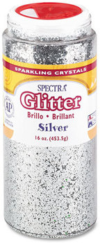 Pacon® Spectra® Glitter,  .04 Hexagon Crystals, Silver, 16 oz Shaker-Top Jar