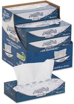 Angel Soft® ps Ultra® Facial Tissue,  2-Ply, White, 8 4/5 x 7 2/5, 125/Box, 10 Boxes/Carton