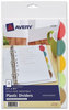 A Picture of product AVE-11118 Avery® Insertable Style Edge™ Tab Plastic Dividers 7-Hole Punched, 5-Tab, 8.5 x 5.5, Translucent, 1 Set