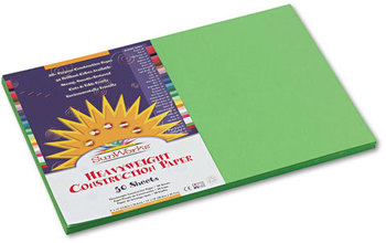 SunWorks® Construction Paper,  58 lbs., 12 x 18, Bright Green, 50 Sheets/Pack