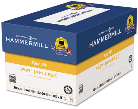 Hammermill Fore MP Recycled Colored Paper, 20 lb, 8.5 x 11, Blue - 5000 count