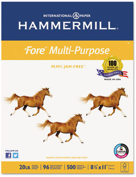 Hammermill® Fore® MP Multipurpose Paper,  96 Brightness, 20lb, 8-1/2x11, White, 5000/Carton