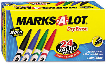 Avery® MARKS A LOT® Pen-Style Dry Erase Markers Marker Value Pack, Medium Chisel Tip, Assorted Colors, 24/Set (29860)