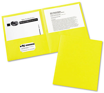 Avery® Two-Pocket Folder 40-Sheet Capacity, 11 x 8.5, Yellow, 25/Box