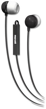 Maxell® In-Ear Buds with Built-in Microphone,  Black/White