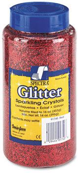 Pacon® Spectra® Glitter,  .04 Hexagon Crystals, Red, 16 oz Shaker-Top Jar