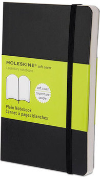 Moleskine® Classic Softcover Notebook,  Plain, 5 1/2 x 3 1/2, Black Cover, 192 Sheets