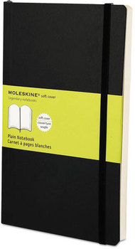 Moleskine® Classic Softcover Notebook,  Plain, 8 1/4 x 5, Black Cover, 192 Sheets