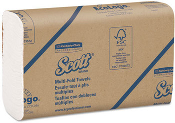 Scott® Folded Paper Towels,  9 2/5 x 9 1/5, White, 250 Sheets/Pack