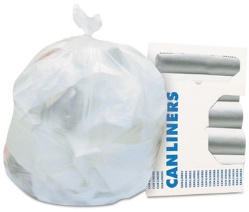 Can Liner.  33" x 40".  33 Gallon.  16 Micron.  Natural.  25 Bags/Coreless Roll.