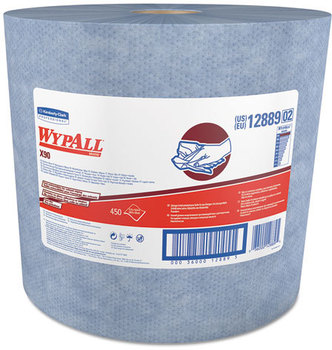 WypAll* X90 Cloths,  Jumbo Roll, 11 1/10 x 13 2/5, Denim Blue, 450/Roll, 1 Roll/Carton