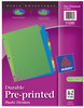 A Picture of product AVE-11330 Avery® Preprinted Plastic Tab Dividers Durable 12-Tab, A to Z, 11 x 8.5, Assorted, 1 Set